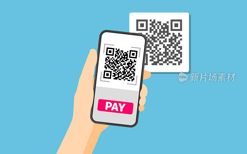 Hand holding smartphone to scan QR code on paper for detail